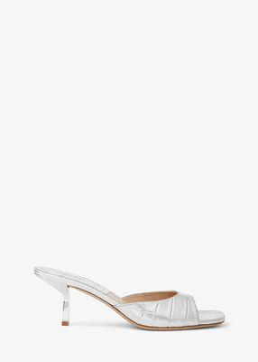 michael kors anita metallic crocodile embossed leather sandal