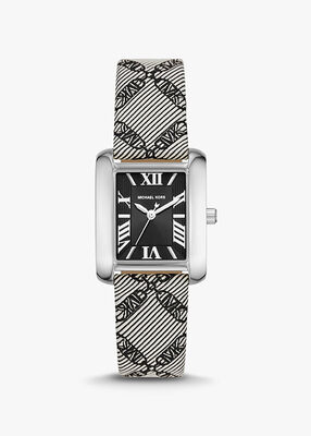 Mini Emery Silver-Tone and Empire Logo Jacquard Watch