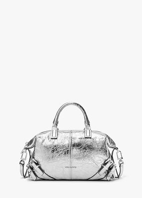 Darrington Metallic Small Crackled Leather Satchel