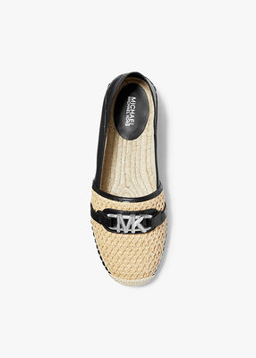 michael kors ember leather and straw espadrille