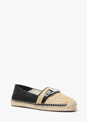 michael kors ember leather and straw espadrille