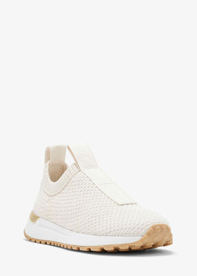 michael kors bodie logo tape stretch knit slip on trainer