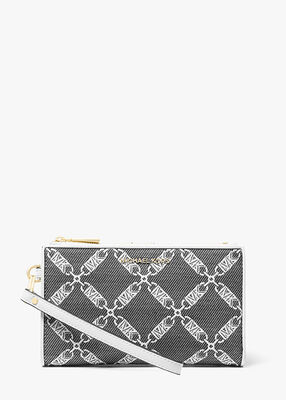 michael kors jet set large empire logo jacquard wristlet