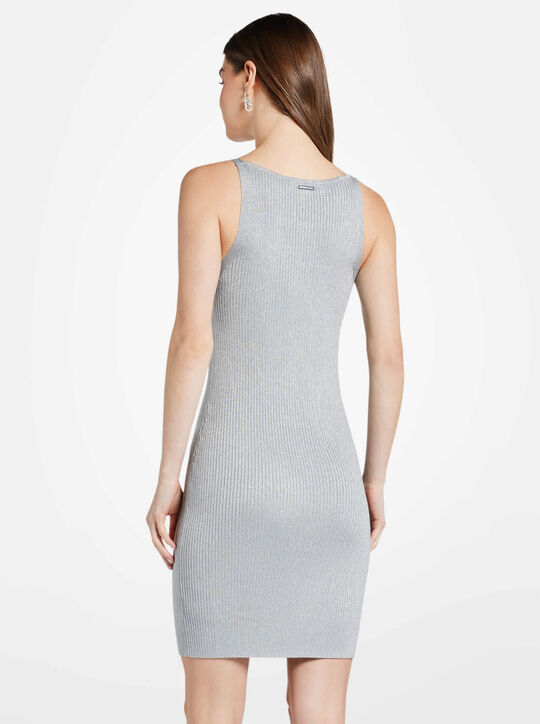 Ribbed Metallic Stretch Knit Tank Dress