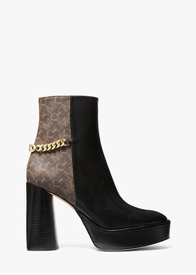 michael kors carlisle leather and empire monogram platform boot