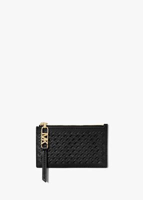 michael kors empire small woven leather card case