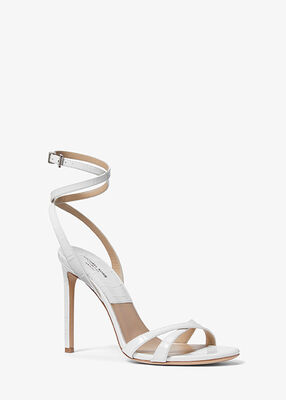 michael kors chrissy crocodile embossed leather sandal