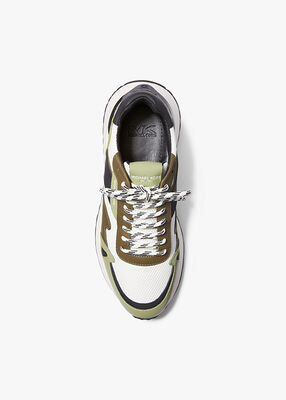 michael kors miles color block signature logo and mesh trainer