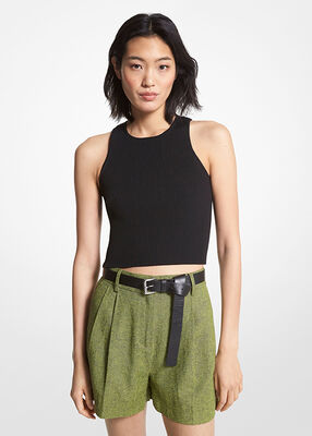 michael kors ribbed recycled viscose blend cropped tank top