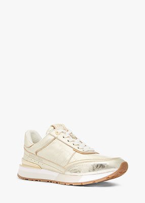 michael kors nova crackled metallic leather trainer