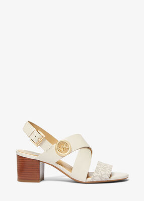 michael kors vera logo and leather sandal