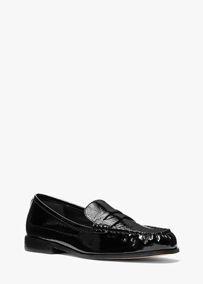 michael kors carlson crackled patent leather loafer