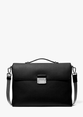 michael kors hudson pebbled leather briefcase