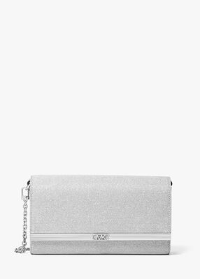 Mona Large Glitter Chain Mesh Clutch