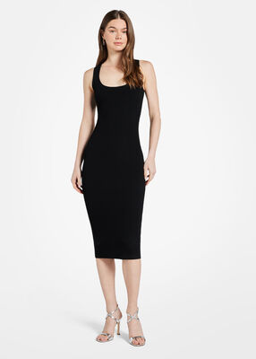 michael kors ribbed stretch knit cutout midi dress