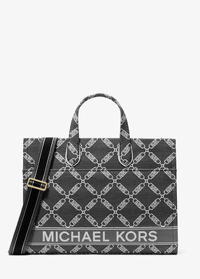 michael kors gigi large empire logo jacquard tote bag