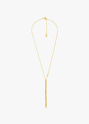 michael kors astor small precious metal plated sterling silver link necklace