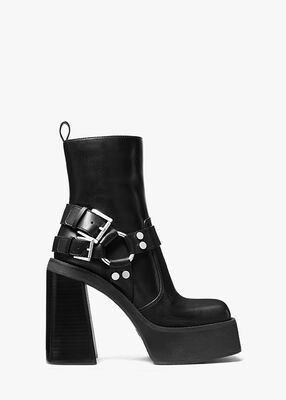 michael kors crosby leather platform moto boot