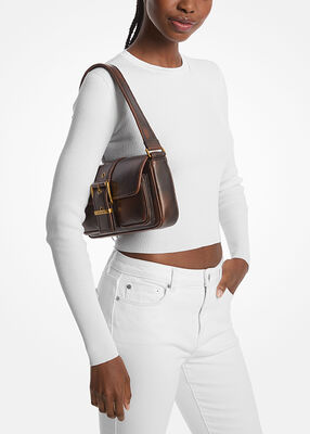 michael kors colby medium burnished leather shoulder bag