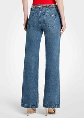 Denim Belted Flared Jeans