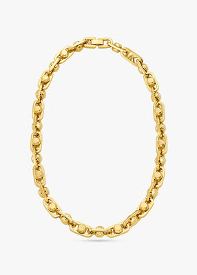 michael kors astor large precious metal plated brass link necklace