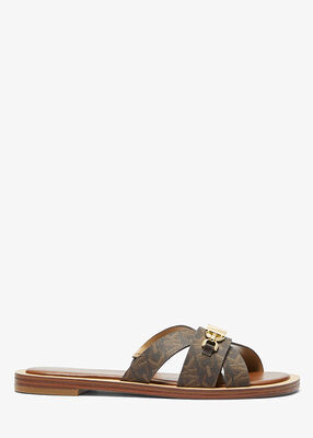 michael kors tiffanie empire signature logo slide sandal