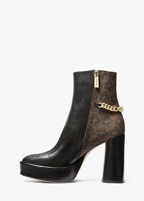 michael kors carlisle leather and empire monogram platform boot