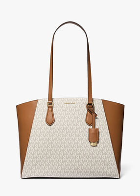 Taryn Large Signature Logo and Leather Tote Bag