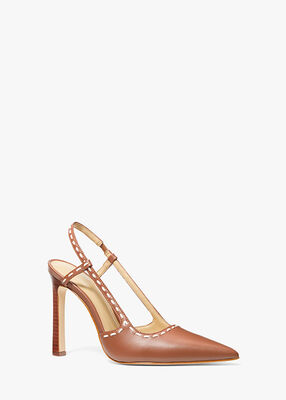 michael kors alora hand stitched leather slingback pump