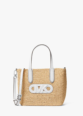 Eliza Extra-Small Empire Logo Straw Tote Bag