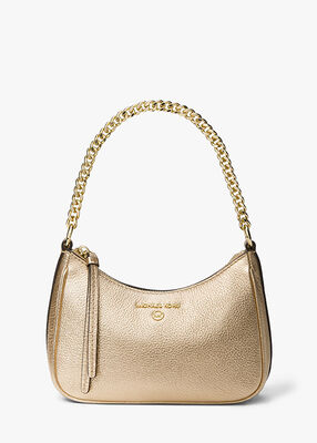 michael kors jet set charm small metallic pebbled leather pochette