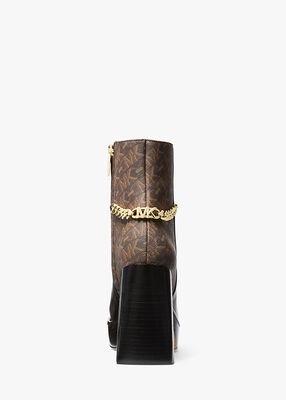 michael kors carlisle leather and empire monogram platform boot