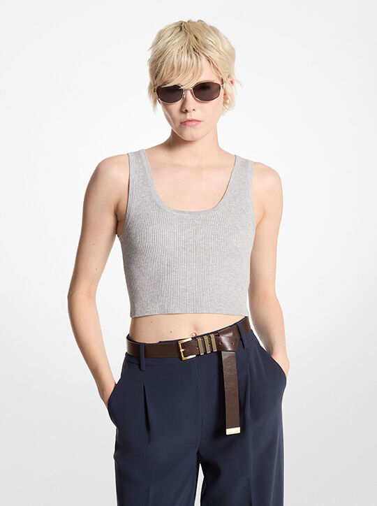 Ribbed Knit Cropped Tank Top