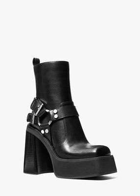 michael kors crosby leather platform moto boot