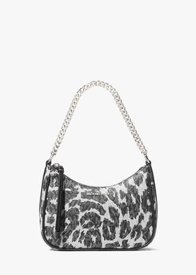 michael kors jet set charm small leopard logo pochette