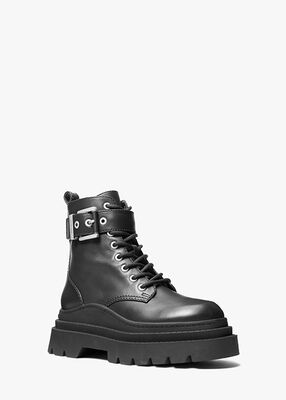 michael kors colby leather combat boot