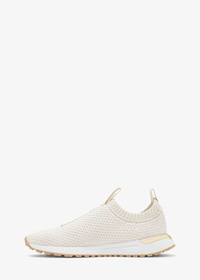 michael kors bodie logo tape stretch knit slip on trainer