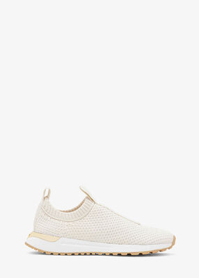 michael kors bodie logo tape stretch knit slip on trainer