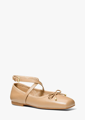 michael kors collette leather ballet flat