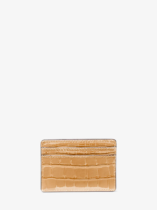 Jet Set Small Crocodile Embossed Leather Card Case