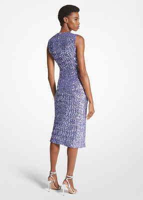 michael kors sequined stretch tulle sheath dress