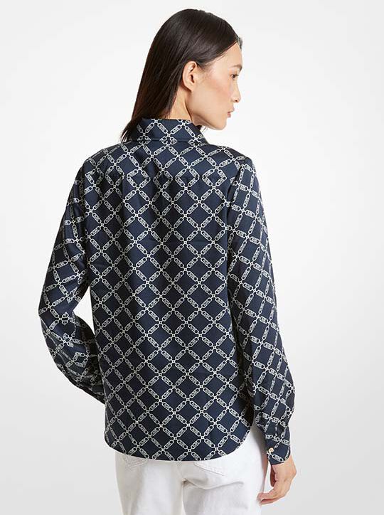 Empire Logo Print Satin Blouse