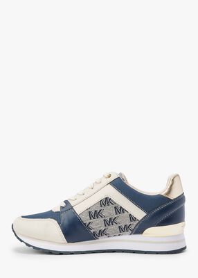 Billie Leather and Logo Jacquard Trainer