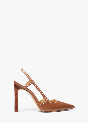 michael kors alora hand stitched leather slingback pump