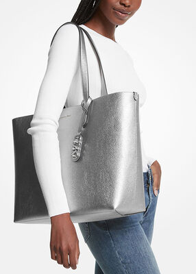 Eliza Extra-Large Metallic Pebbled Leather Reversible Tote Bag