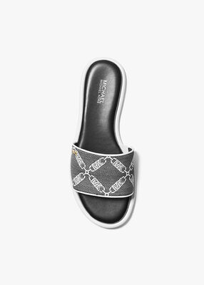 michael kors saylor empire logo jacquard slide sandal