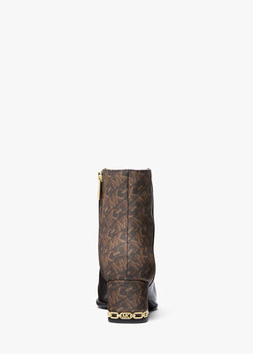 michael kors june flex leather and empire monogram ankle boot