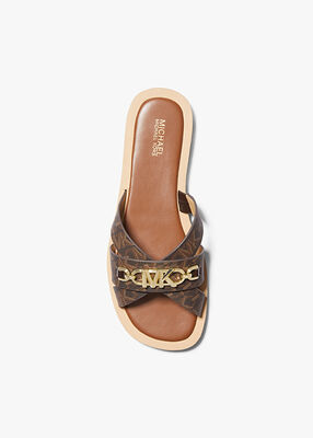 michael kors tiffanie empire signature logo slide sandal