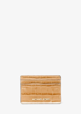 michael kors jet set small crocodile embossed leather card case