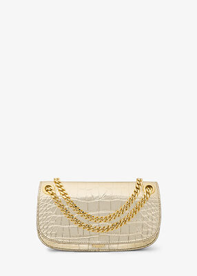 Christie Mini Metallic Crocodile Embossed Leather Envelope Bag